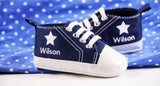 Personalized Blue Star High Tops – Custom Baby Boy Shoes with Soft Soles | Perfect for Baby Gifts