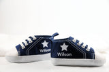 Personalized Blue Star High Tops – Custom Baby Boy Shoes with Soft Soles | Perfect for Baby Gifts