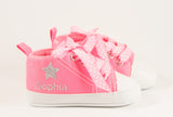 Sparkling Star Pink High-Top Baby Girl Shoes – Personalized Infant Booties (3-18 Months)