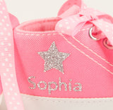 Sparkling Star Pink High-Top Baby Girl Shoes – Personalized Infant Booties (3-18 Months)