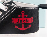 Black anchor high tops, Personalized Baby Shoes, Personalized Shoes, Baby Shoes, Infant Shoes, Soft sole, Baby Gifts, Personalized Baby Gift