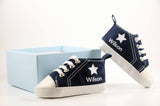 Personalized Blue Star High Tops – Custom Baby Boy Shoes with Soft Soles | Perfect for Baby Gifts