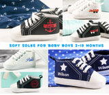 Blue High Tops, Personalized Baby Boy Shoe, Baby Boy Shoe, Infant Shoe, Soft sole, Baby Gifts, Personalized Baby Gift, Monogram Shoe