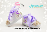 Purple First Birthday Baby Gift, Baby Shower Gift, Purple Baby Girl Shoes, Personalized Baby Gift