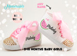 One in a Melon Personalized Baby Girl Booties – Sweet Watermelon Party Shoes for First Birthday