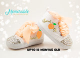 One Sweet Peach First Birthday Shoes – Adorable Peach Themed Baby Girl High Top Booties