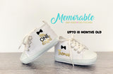 Mr. One-derful Bowtie Lace Up Baby Boy High Top Sneakers – Personalized 1st Birthday Booties for New Walkers
