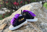 Wild One Baby Girl Shoes – Personalized Black and Purple Sneakers for First Birthday