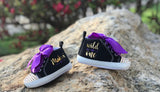 Wild One Baby Girl Shoes – Personalized Black and Purple Sneakers for First Birthday