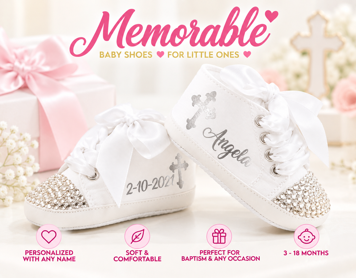 Personalized Baby Girl Baptism Shoes – Christening Crib Shoes & Baptism Gift