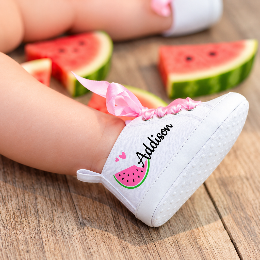 Personalized Watermelon Baby Girl Shoes – Sweet One Melon Birthday Shoes & Baby Shower Gift