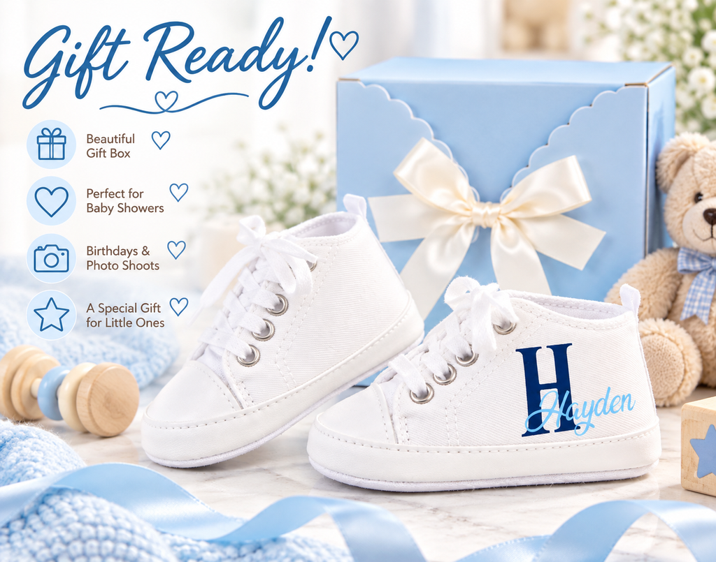 Personalized Baby Boy Shoes – Monogram Soft Sole Crib Sneakers & Baby Gift