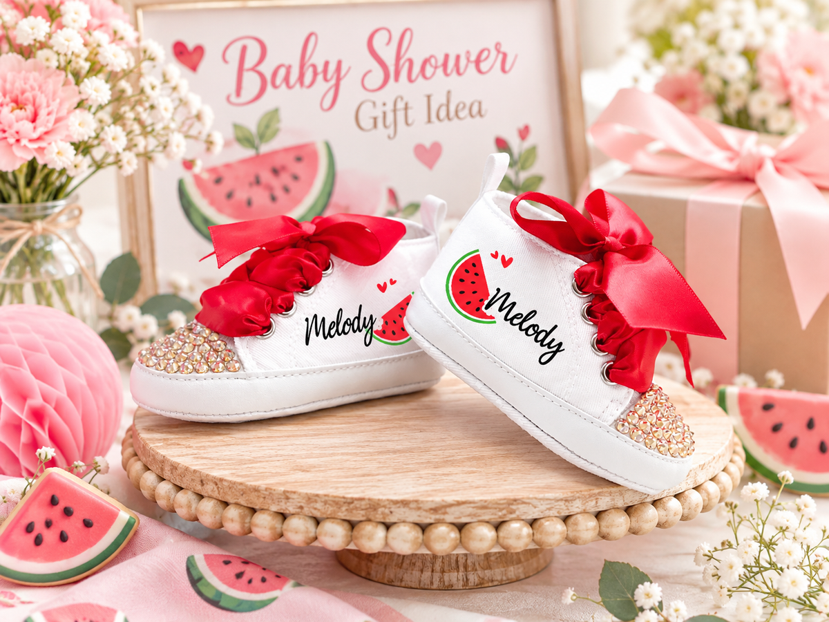 Personalized Watermelon Baby Girl Shoes – Sweet One Melon Birthday Shoes & Baby Shower Gift