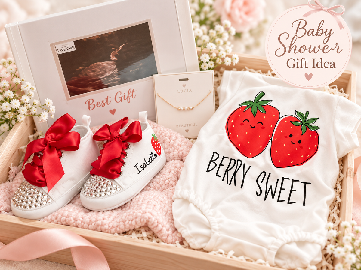 Personalized Strawberry Baby Girl Shoes – Berry Sweet Birthday & Baby Shower Gift