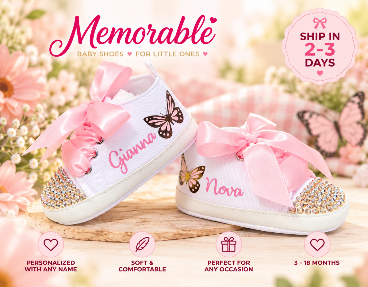 Personalized Butterfly Baby Girl Shoes – Birthday Shoes & Baby Shower Gift