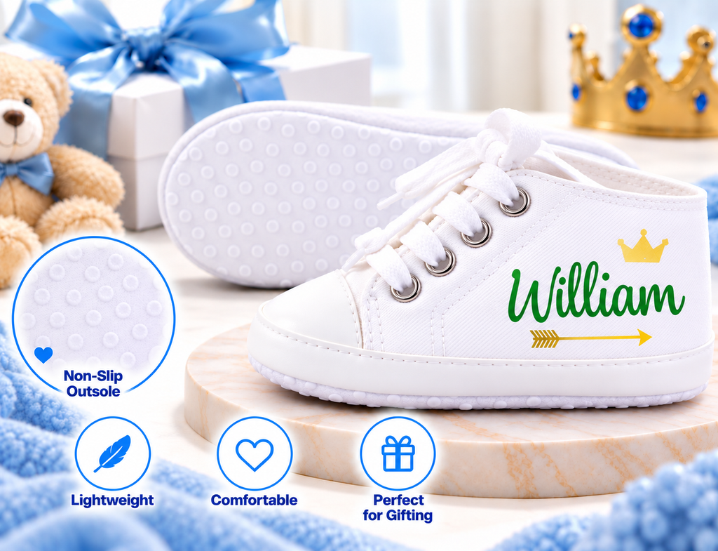 Personalized Wild One Baby Boy Shoes – Safari First Birthday & Cake Smash Sneakers