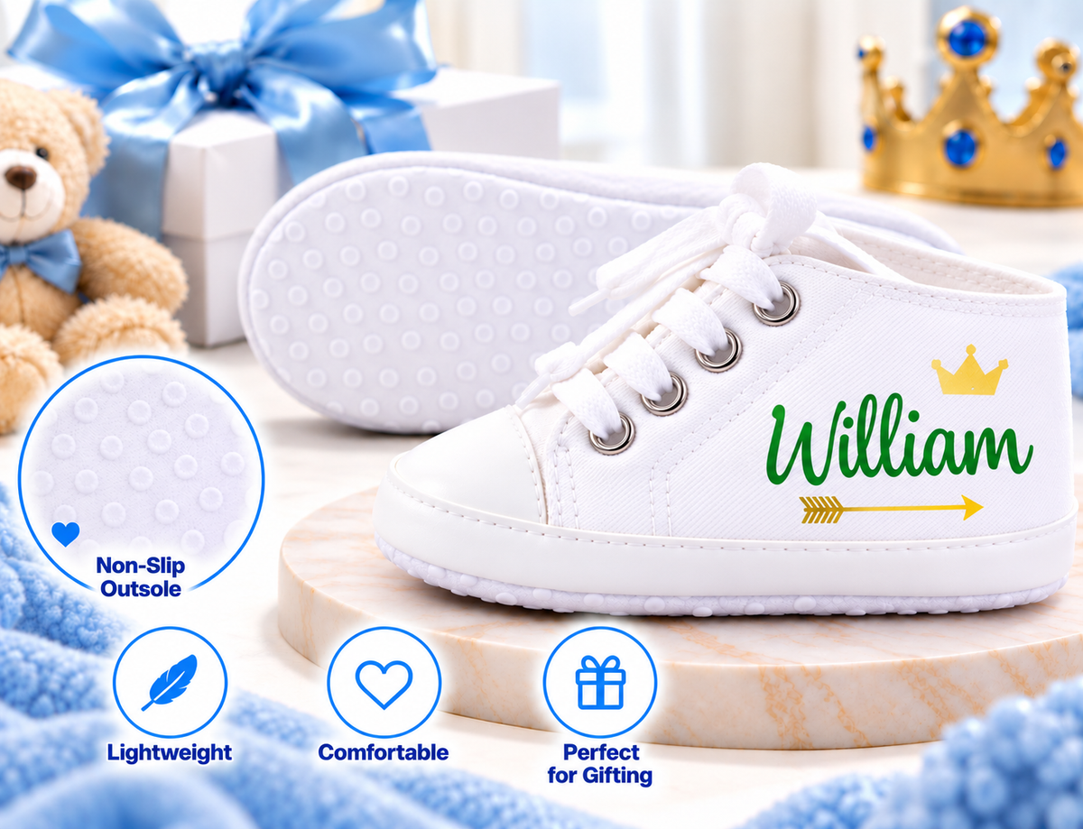 Personalized Wild One Baby Boy Shoes – Safari First Birthday & Cake Smash Sneakers