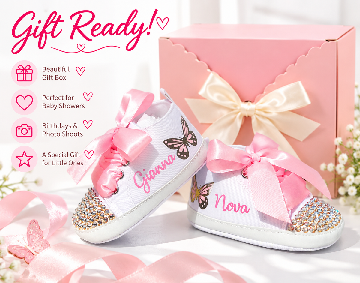 Personalized Butterfly Baby Girl Shoes – Birthday Shoes & Baby Shower Gift