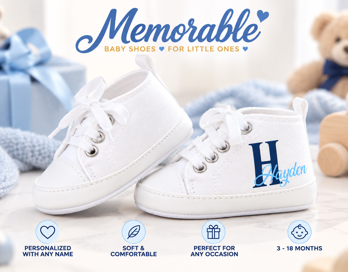 Personalized Baby Boy Shoes – Monogram Soft Sole Crib Sneakers & Baby Gift