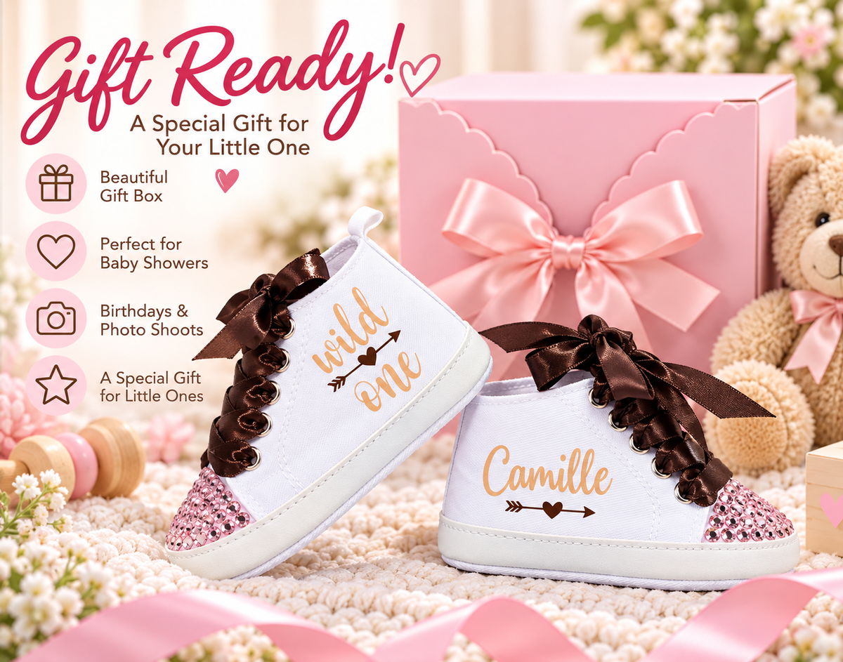 Personalized Wild One Baby Girl Shoes – First Birthday & Cake Smash Sneakers