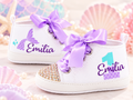 Personalized Mermaid First Birthday Shoes – Under the Sea Baby Girl Cake Smash Shoes