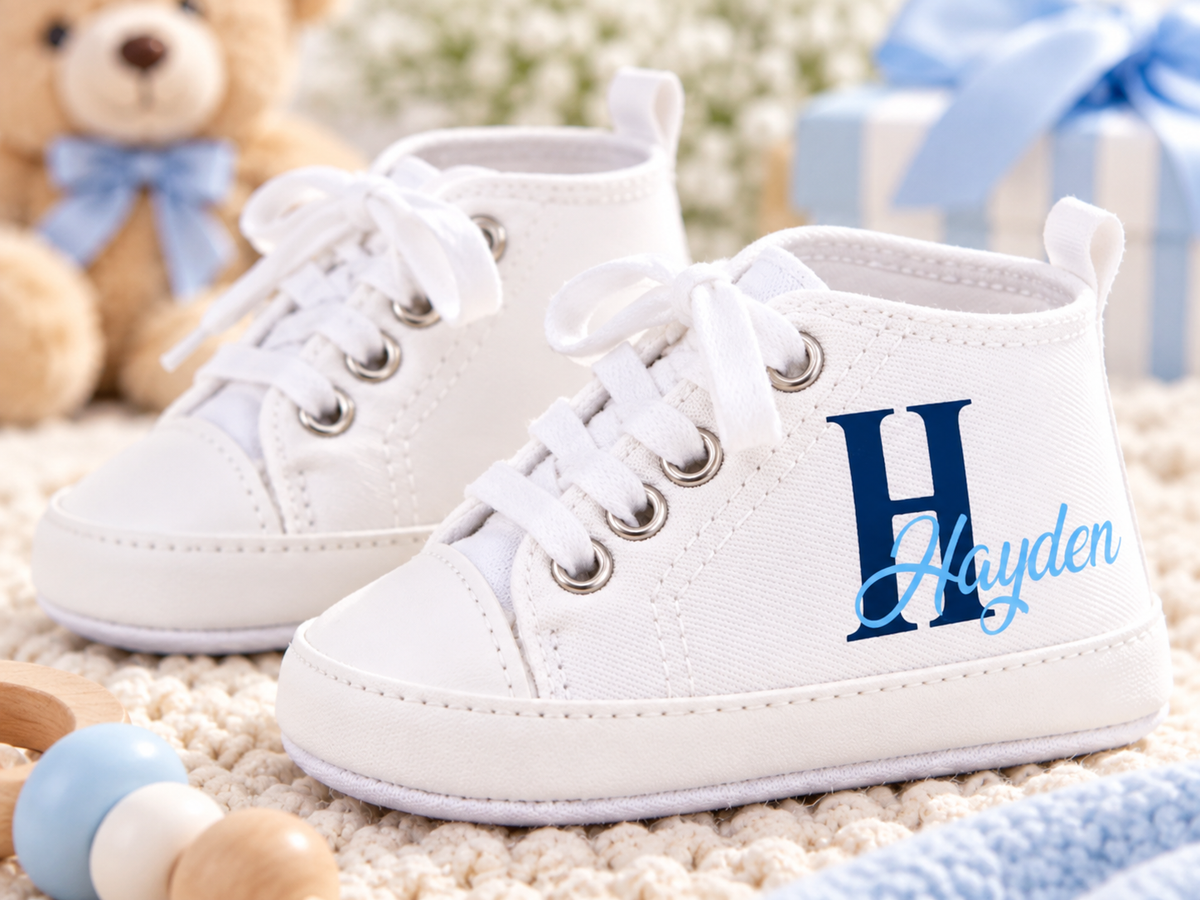 Personalized Baby Boy Shoes – Monogram Soft Sole Crib Sneakers & Baby Gift