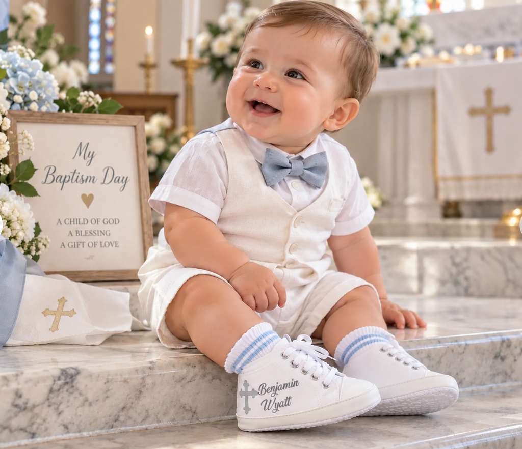 Personalized Baby Boy Baptism Shoes – Christening Crib Shoes & Baptism Gift
