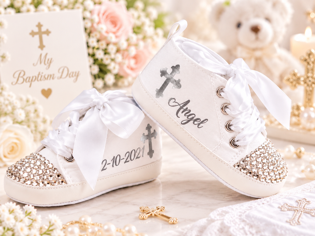 Personalized Baby Girl Baptism Shoes – Christening Crib Shoes & Baptism Gift
