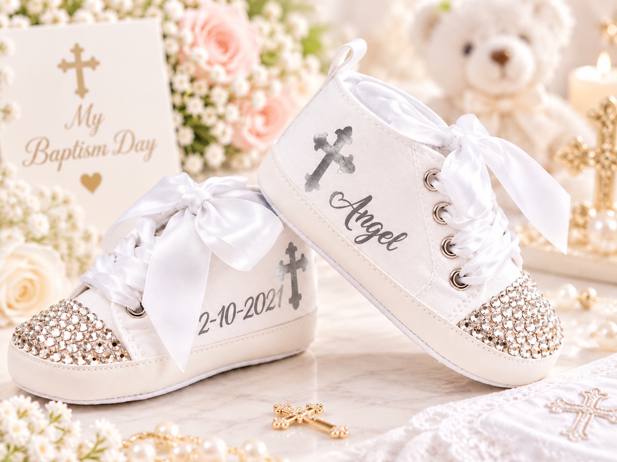 Personalized Baby Girl Baptism Shoes – Christening Crib Shoes & Baptism Gift