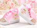 Personalized Princess Baby Girl Shoes – Pink Gold Crown Birthday Shoes & Baby Shower Gift