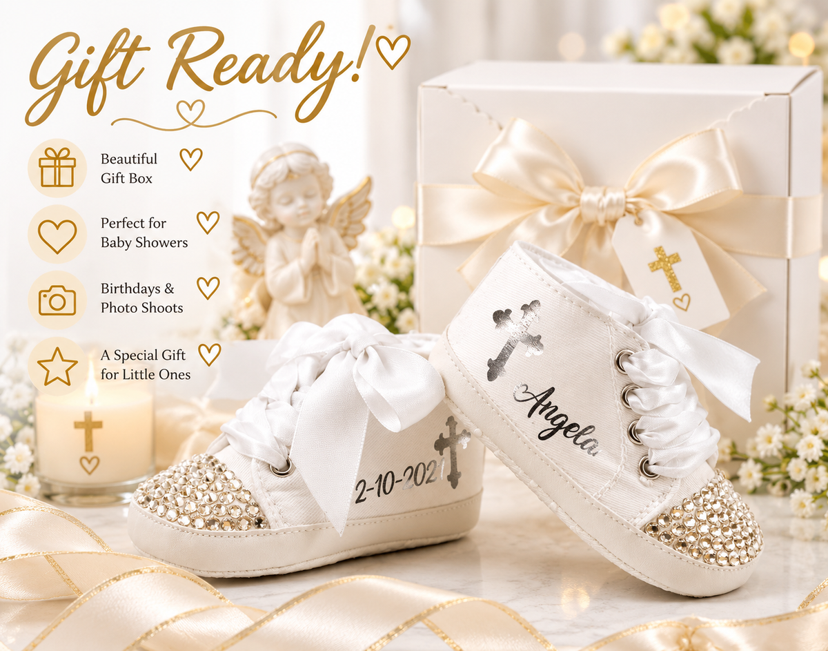 Personalized Baby Girl Baptism Shoes – Christening Crib Shoes & Baptism Gift