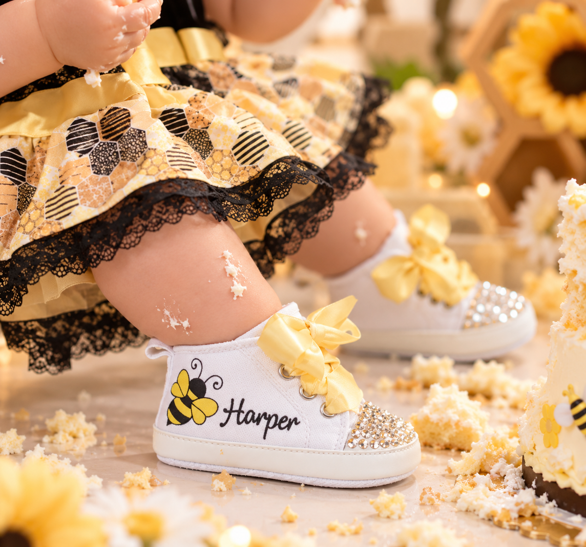 Personalized Bee Baby Shoes – Bumble Bee Birthday Shoes & Baby Shower Gift