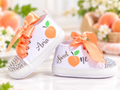 Personalized Baby Girl First Birthday Shoes – One Sweet Peach Cake Smash Shoes