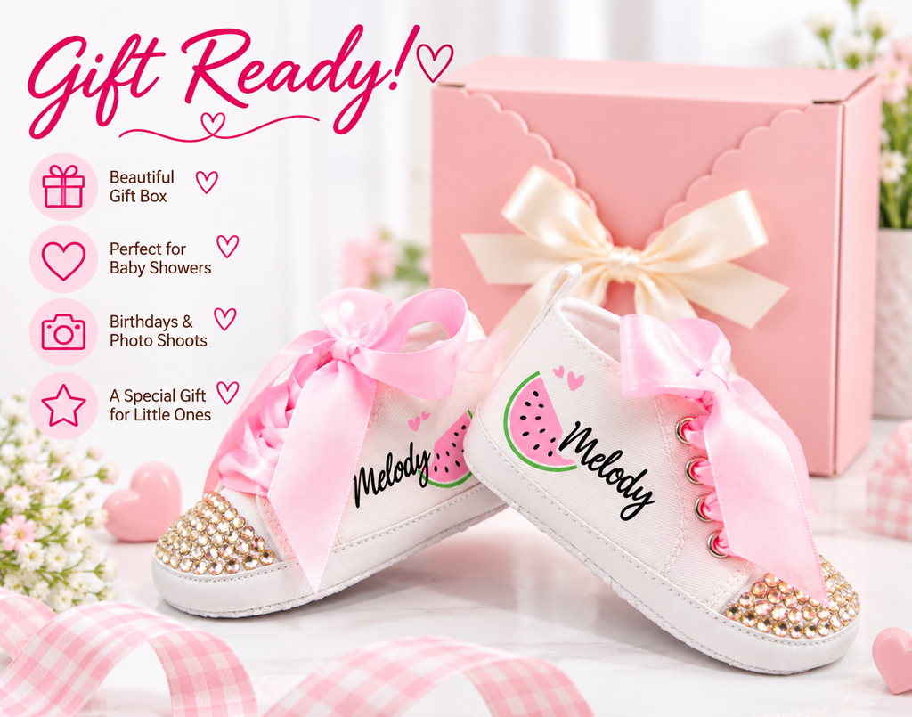 Personalized Watermelon Baby Girl Shoes – Sweet One Melon Birthday Shoes & Baby Shower Gift