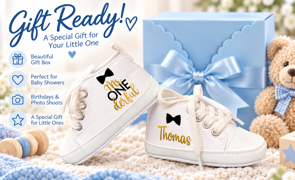 Personalized Mr. One-derful Baby Boy Shoes – Bow Tie First Birthday & Cake Smash Sneakers