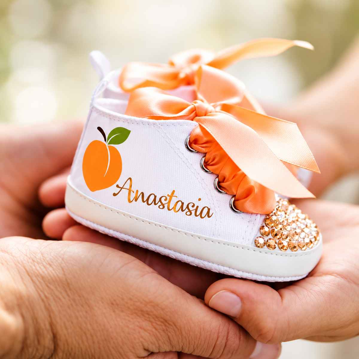 Personalized Baby Girl First Birthday Shoes – One Sweet Peach Cake Smash Shoes
