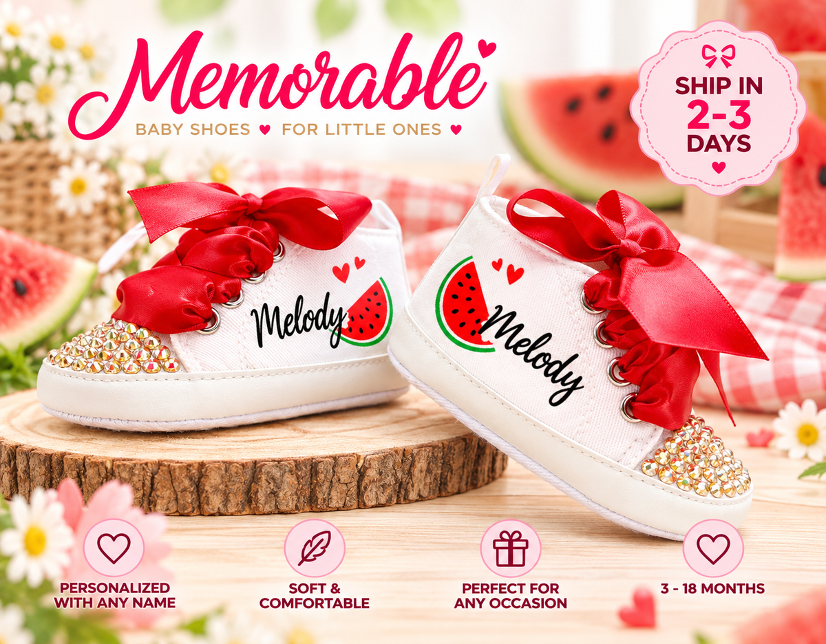 Personalized Watermelon Baby Girl Shoes – Sweet One Melon Birthday Shoes & Baby Shower Gift