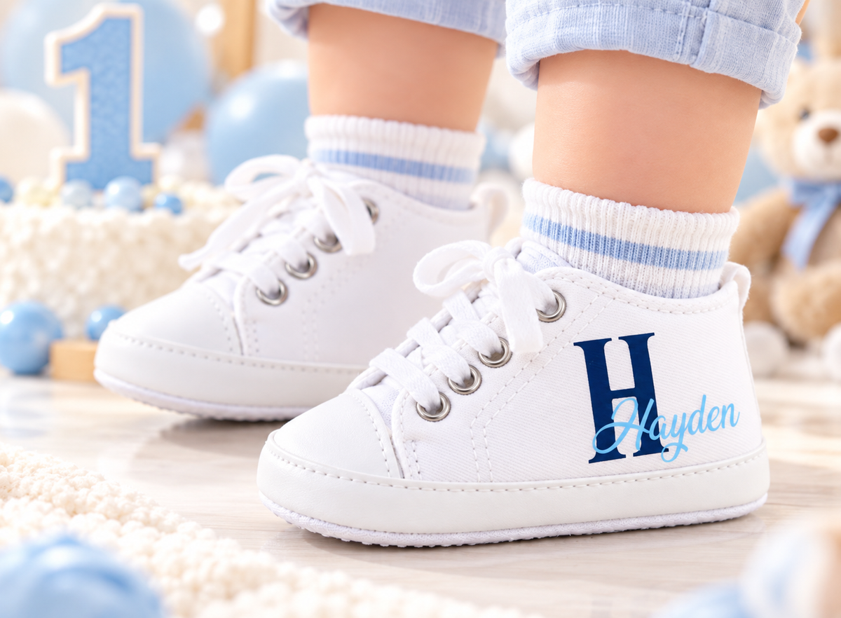 Personalized Baby Boy Shoes – Monogram Soft Sole Crib Sneakers & Baby Gift