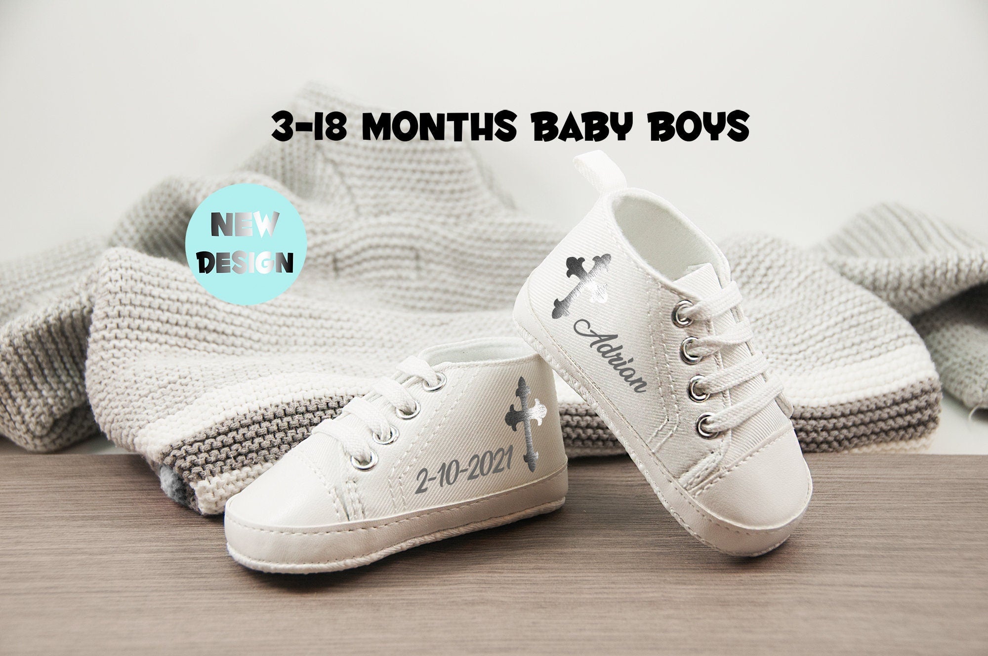 Baptism cross baby shoes