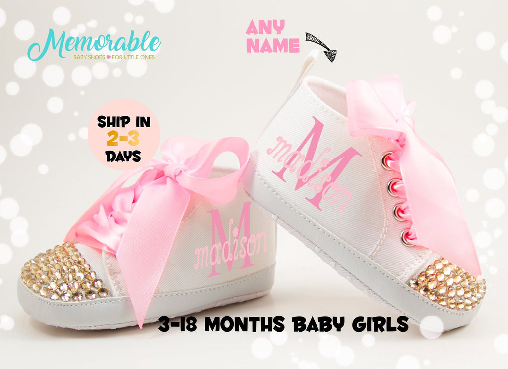 Pink Monogram Baby Girl Shoes