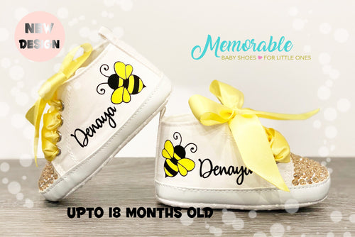 first bee day baby shoes