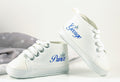 Royal Prince Baby Boy Sneakers – Silver Crown High Tops for Your Little Monarch