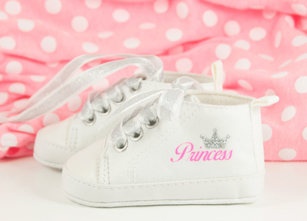 Personalized Princess Crown Baby Girl Shoes – First Birthday Outfit & Baby Shower Gift