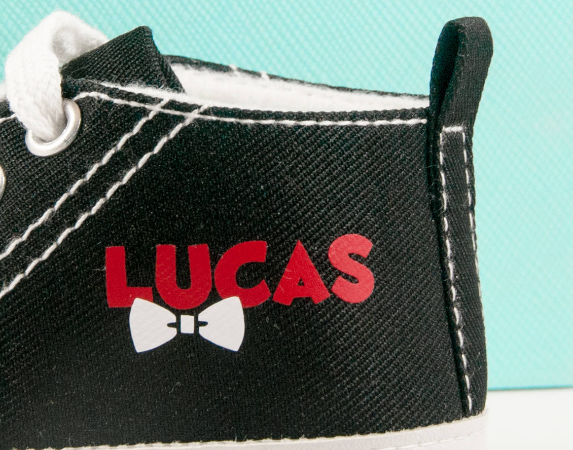 Custom Bow-Tie Baby Boy Sneakers – Personalized High Top Shoes for a Stylish Touch