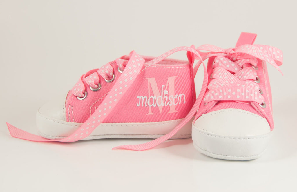 Personalized Pink High-Top Baby Girl Shoes – Monogrammed and Adorable