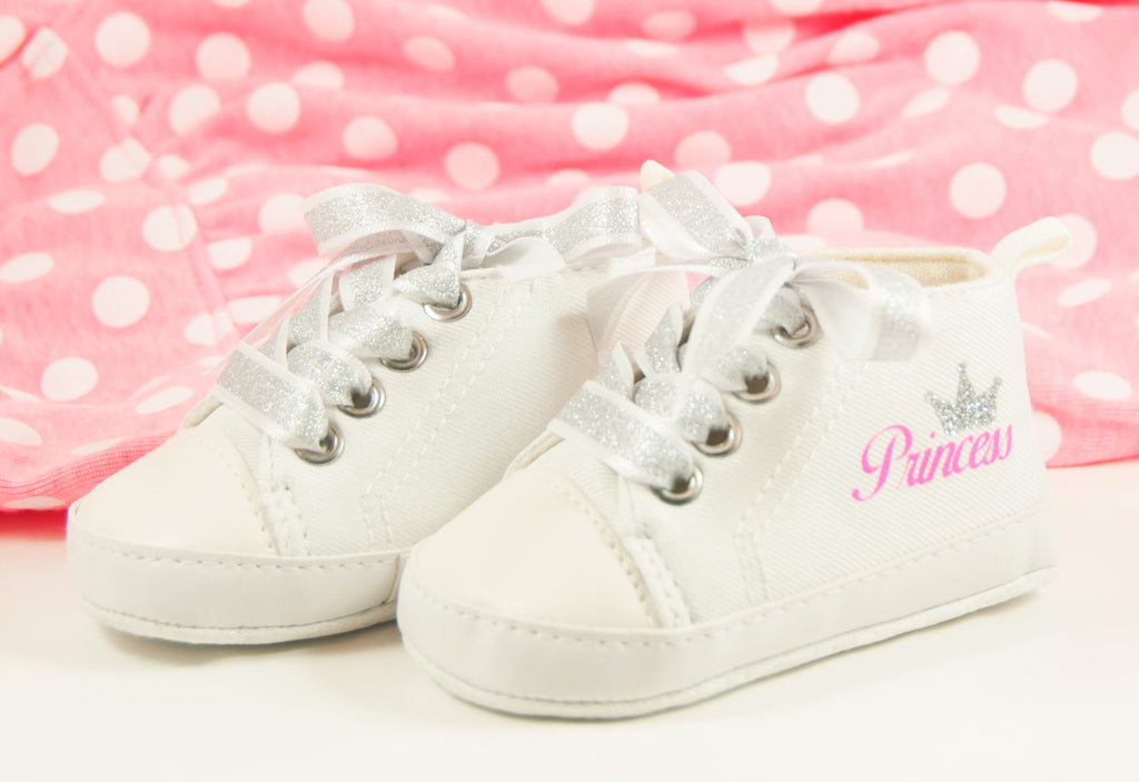 Personalized Princess Crown Baby Girl Shoes – First Birthday Outfit & Baby Shower Gift