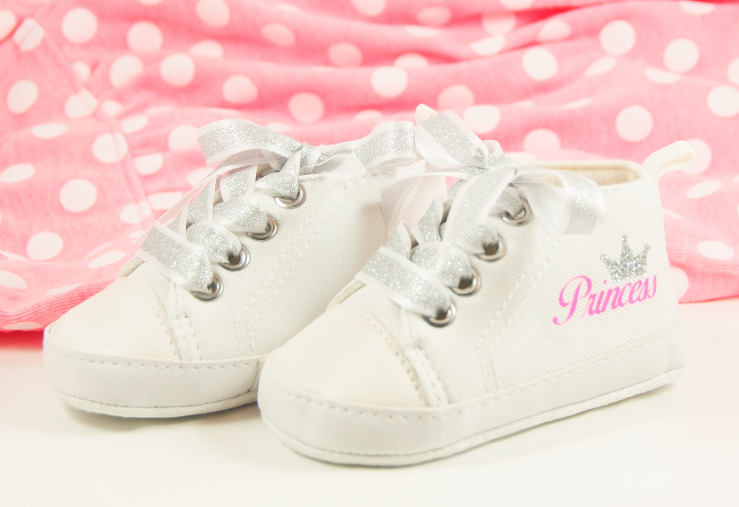 Princess Crown High-Tops – Personalized Baby Girl Shoes, Soft Sole Infant Sneakers, Perfect Baby Gift