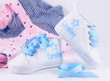 Star-Themed Baby Girl Shoes – Rockstar Style Infant Sneakers with Blue Polka Dot Laces