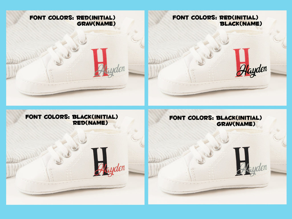 Custom Monogram Baby Shoes – Personalized High Top Sneakers for Infants in a Variety of Colors