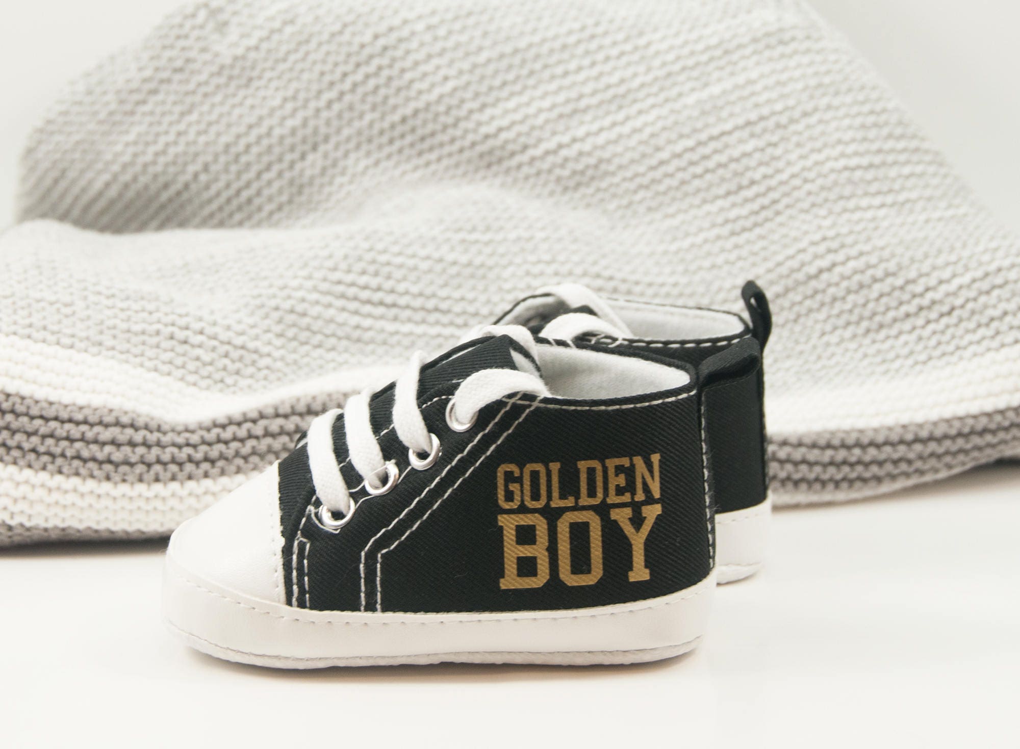 Golden Boy Baby Sneakers, Personalized Baby Gift, Baby Shoe, Baby boy shoe, Personalized Shoes, Infant Shoes, Soft sole, Baby Gifts